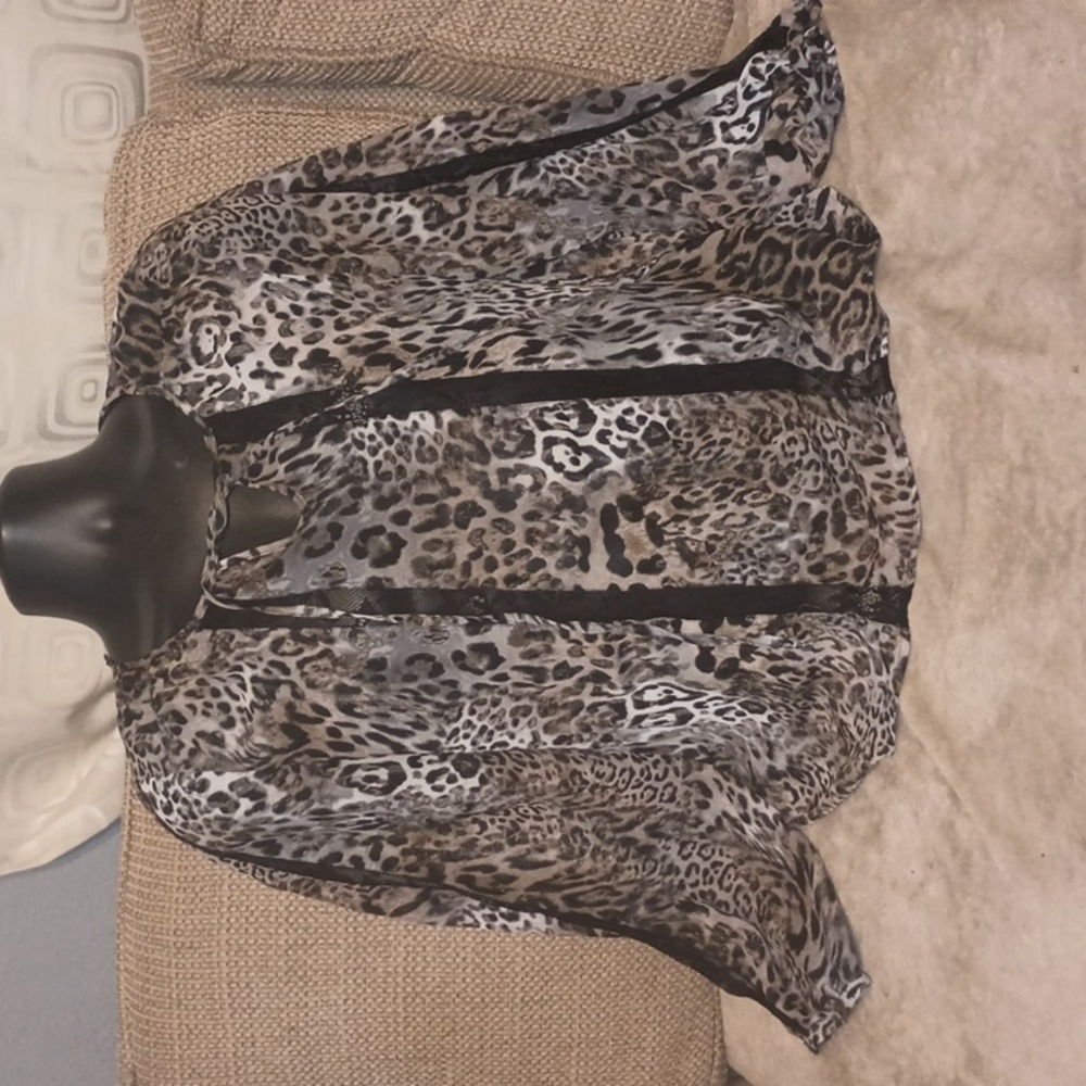 AGB sheer leopard print blouse
